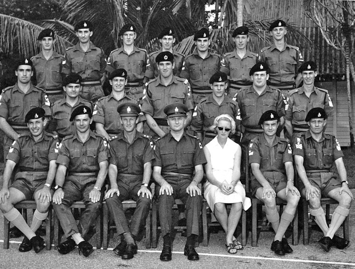  ( 9 Sy Coy Seremban 1968 ) REAR ROW L-R : Darryl Peake, Brian Utley, Steve Brookes, ??, Monty Raison, Andy Copeland, 'Jock' Cathcart. CENTRE ROW L-R : Geoff Burkin, 'Jock' Cassidy, Barry Houldin, ??, Ian Bushell, Trevor Holland, Eric Hollis. SEATED L-R : Geoff Jubb, Dave Robinson, Chris Dixon, Harry Ball, Company Typist, Bob Boothman, Sam Coombs. 