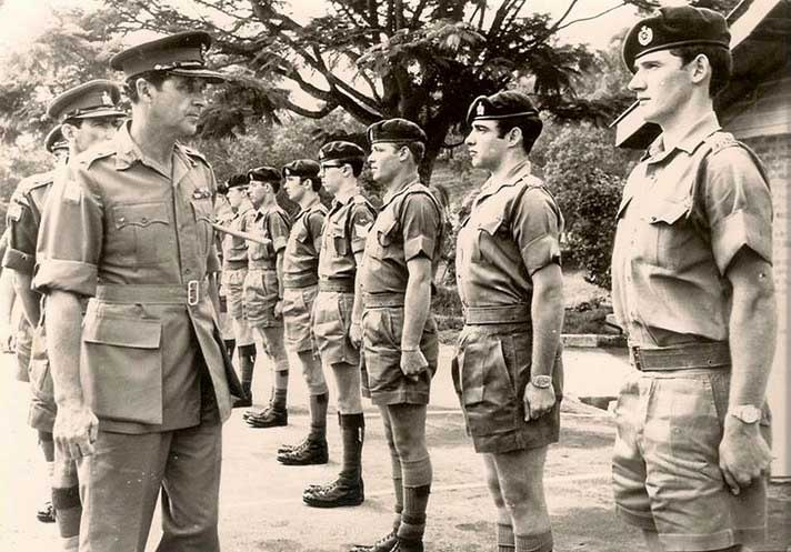  ( 8 Int & Sy Coy Annual Inspection 1969/70 ) NEAR TO FAR : 3 Cdo Int Pl (Element). Dave Pearcy, Mike French, 'Nobby' Clarke, Dave Mackney, Dave Gordon, Tony Shilcock. 