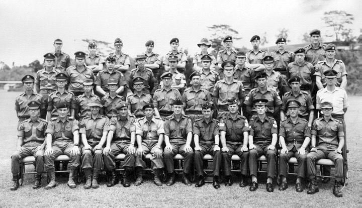  ( Jungle Warfare School - Oct/Nov 1969 ) REAR ROW L-R :  ??, Dennis Croker, Pete Ellam, Mike French, John Pepino, Andy Copeland, Trevor Luttrell, Paul Thain, Gerry Faulks, ??. 