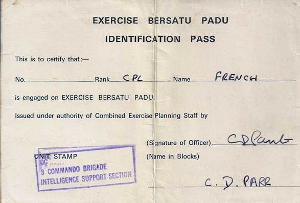  ( Ex BERSATU PADU Pass )  Note: Undated, and he's been using it ever since! 