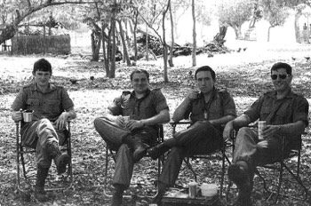  ( 3 Cdo Bde somewhere in Malaya)  L-R :  Dave Pearcy, Mike Walker, Cpl Tony Luckens RM, Sgt Mike Wilkes RM. 