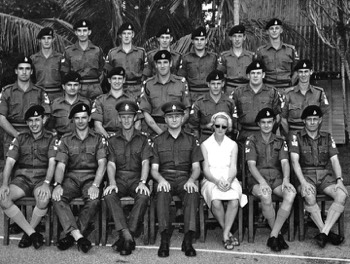  ( 9 Sy Coy Seremban 1968 ) REAR ROW L-R : Darryl Peake, Brian Utley, Steve Brookes, ??, Monty Raison, Andy Copeland, 'Jock' Cathcart. CENTRE ROW L-R : Geoff Burkin, 'Jock' Cassidy, Barry Houldin, ??, Ian Bushell, Trevor Holland, Eric Hollis. SEATED L-R : Geoff Jubb, Dave Robinson, Chris Dixon, Harry Ball, Company Typist, Bob Boothman, Sam Coombs. 