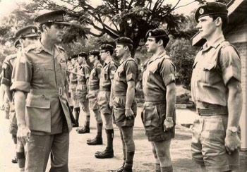  ( 8 Int & Sy Coy Annual Inspection 1969/70 ) NEAR TO FAR : 3 Cdo Int Pl (Element). Dave Pearcy, Mike French, 'Nobby' Clarke, Dave Mackney, Dave Gordon, Tony Shilcock. 