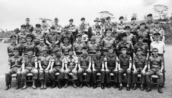  ( Jungle Warfare School - Oct/Nov 1969 ) REAR ROW L-R :  ??, Dennis Croker, Pete Ellam, Mike French, John Pepino, Andy Copeland, Trevor Luttrell, Paul Thain, Gerry Faulks, ??. 