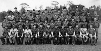  ( Jungle Warfare School 10 Aug - 18 Sep 70 ) 1st ROW STANDING :  6th from the right Lt Mike Walker. 2nd ROW STANDING : 1st on the left Alan 'Jake' Jacobs. :  3rd ROW STANDING : 7th from the left Bob Saunders. 