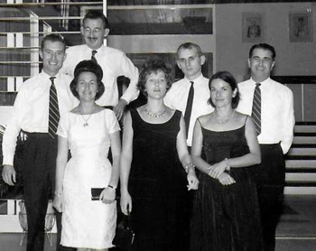  ( Ready for Corps Day Seremban 1965 ) REAR L-R : Ray Collins, Ken Bell, John Rice, Tim Wood.  FRONT L-R : Caterina Bell, Thea Antcliffe, Mrs Collins. 