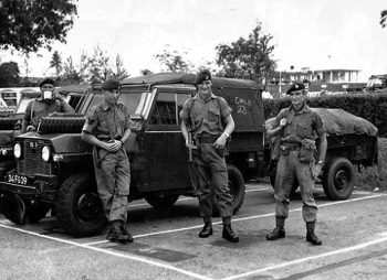  ( Deploying to Banladesh ) L-R : Tony Shilcock, Dave Pearcy, Colin Parr.  Photo taken at Sembawang in 1969 when we were about to board HMS Fearless and  HMS Bulwark to deploy to Bangladesh to help in flood relief. 