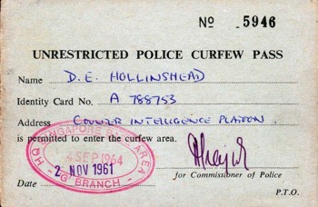  ( Singapore Curfew Pass ) Issued during the riots of 1964. 