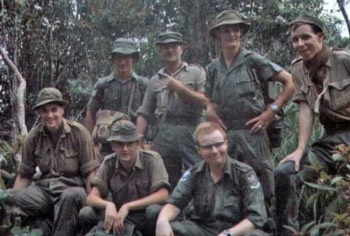  ( Mt. Ophir 4,187’ - 1969 ) STANDING L-R : Geoff Downing, Harry Dunn, Daryl Peeke, Dave Mackney. SEATED L-R :  Bob Gould, Tony Gregory, Tony Byrne.  