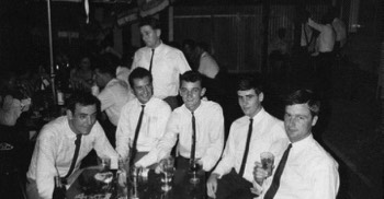  ( Post Singapore Corps Day celebrations on Bugis St, 1969 ) L-R : Dave Peaks, Brian Unsworth, Keith Stanton (standing), Jackie Arbuckle, Eric Fitzsimons, Dave Ovens. NOTE :  See 'Corps Day Singapore 1969' in SDWS Tales. 
