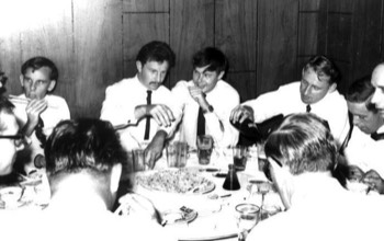  ( JB Det dinner with JB RMP c. 1970 ) Centre far side of the table are Willie Lawson and to his left is Gavin Greenwood.  Seated with his back to camera is Ken Cooke. 