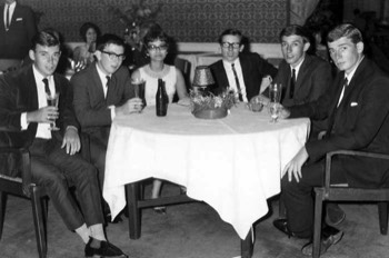  ( Phil Llewelyn's 21st Birthday, Singapore 1965 ) L-R : Phil Llewellyn, Tony McClenaghan, Maureen Mackney, Dave Mackney, Alan 'Jake' Jacobs, Pete Pugh. 